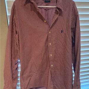 Ralph Lauren Red and White Checkered Oxford Shirt